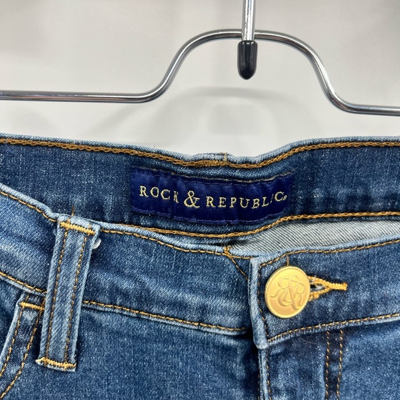 Womens Rock & Republic Mid-Rise Berlin Dark Wash Skinny Denim Jeans Size 10 - Picture 2 of 12